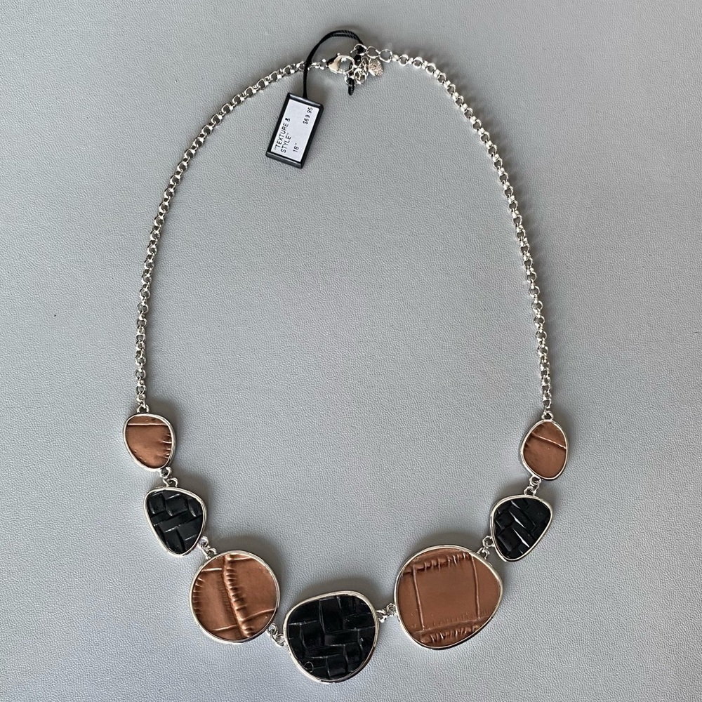 FAC Leather Look Statements Necklace NWT​​